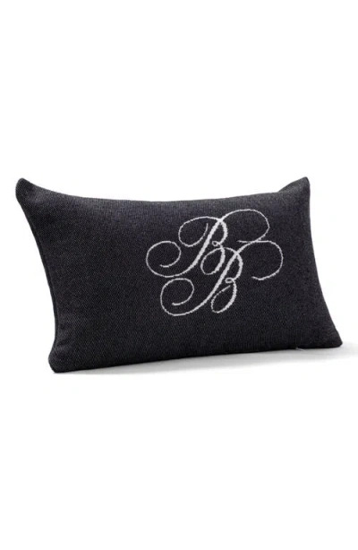 Brooks Brothers Bb Monogram Decorative Lumbar Throw Pillow In Black