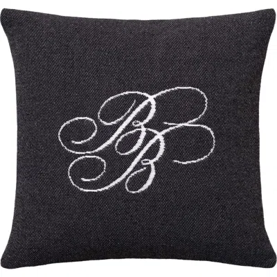 Brooks Brothers Bb Monogram Decorative Cotton Pillow In Black