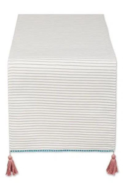 Design Imports Gather Together Embellished Table Runner In White