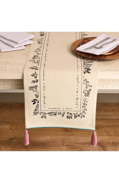 Design Imports Gather Together Embellished Table Runner In White