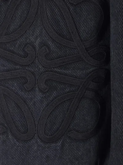 Loewe Anagram Cut-outs Medium-weight Washed Denim Jacket Clothing In Black