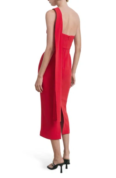 Mango One-shoulder Sheath Dress In Red