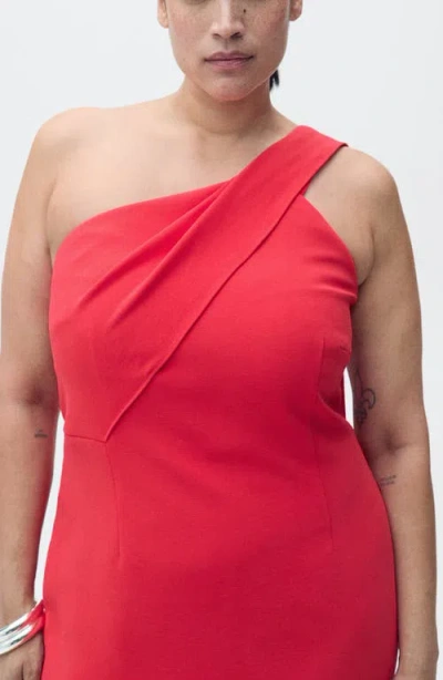 Mango One-shoulder Sheath Dress In Red