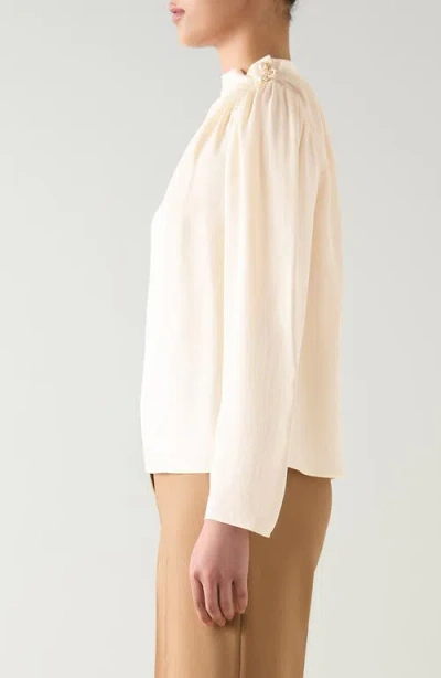 Lk Bennett Samantha Button Shoulder Top In Neutral