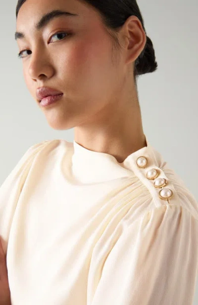 Lk Bennett Samantha Button Shoulder Top In Neutral