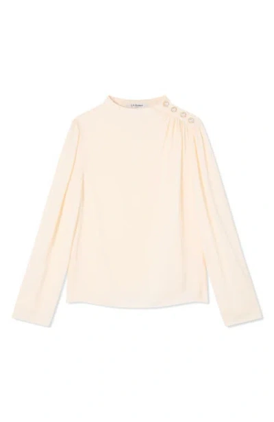 Lk Bennett Samantha Button Shoulder Top In Neutral