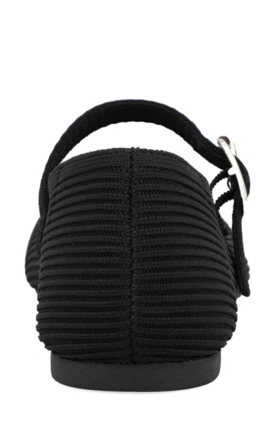 Mia Women's Mary Jane Strap Knit Flats In Black