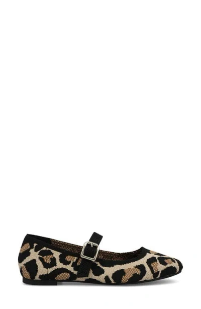 Mia Women's Mary Jane Strap Knit Flats In Animal Print