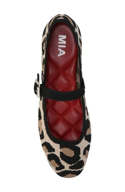 Mia Women's Mary Jane Strap Knit Flats In Animal Print