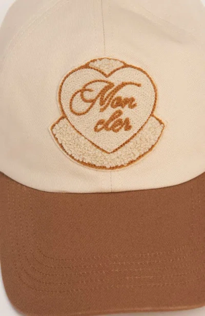 Moncler Two-tone Logo Patch Adjustable Baseball Cap In Brown
