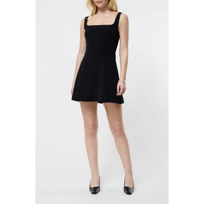 French Connection Square Neck Inverted Pleat Mini Dress In Black