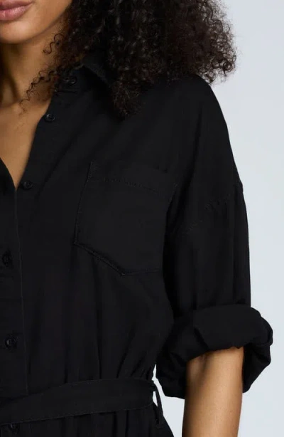 Kenneth Cole Long Sleeve Button Front Easy Fit Denim Romper In Black