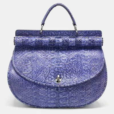 Pre-owned Versace Purple Python Top Handle Bag