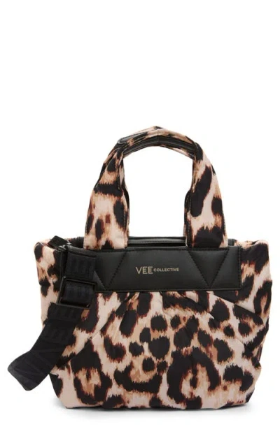 Veecollective Mini Caba Leopard Print Recycled Polyester Tote In Animal Print