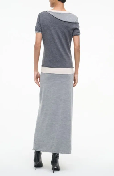 Staud Lyric Merino Wool-nylon Maxi Dress In Heather Grey In Gray