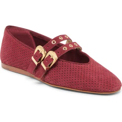 Dolce Vita Baylee Grommet Ballet Flats Oxblood Perforated Suede In Red