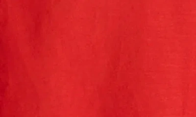 Madewell Shirred Crewneck Button-up Top In Red