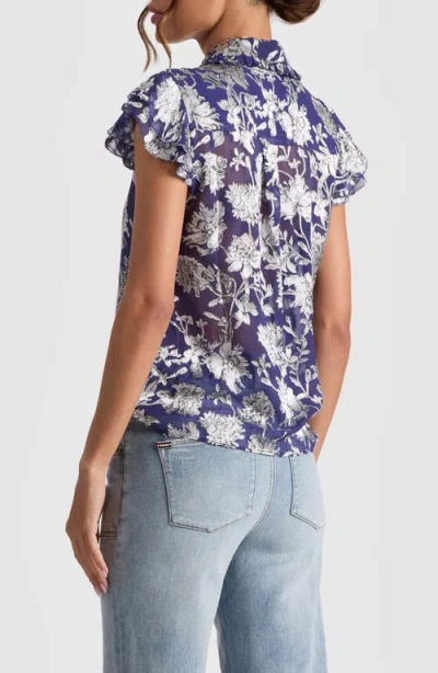 Alice And Olivia Martel Flutter-sleeve Blouse In Multi