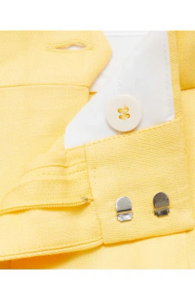 Mango Linen-blend Pleated Trousers Yellow In Yellow