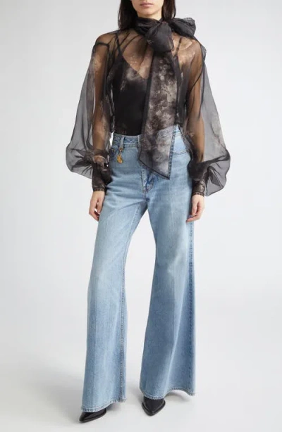 Zimmermann Blusa Hypnotic In Organza Stampata Donna In Black