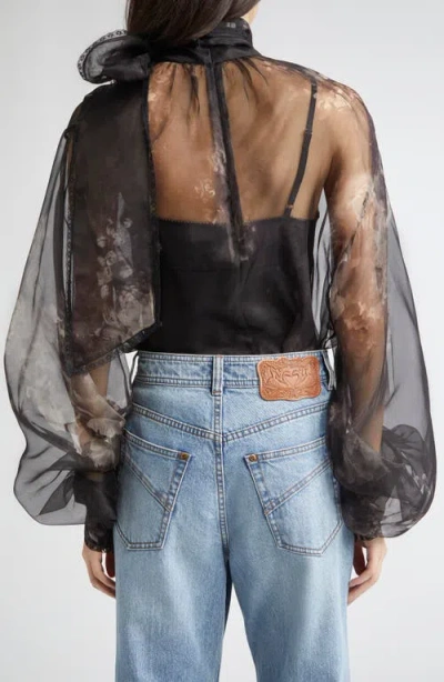 Zimmermann Blusa Hypnotic In Organza Stampata Donna In Black
