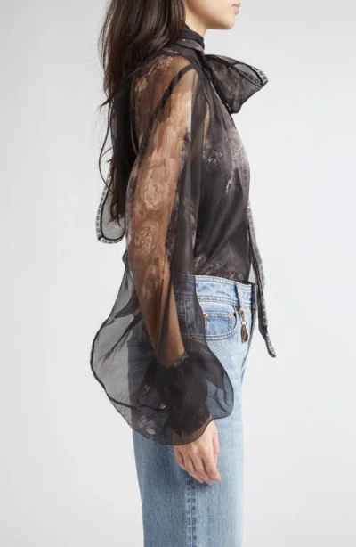 Zimmermann Blusa Hypnotic In Organza Stampata Donna In Black