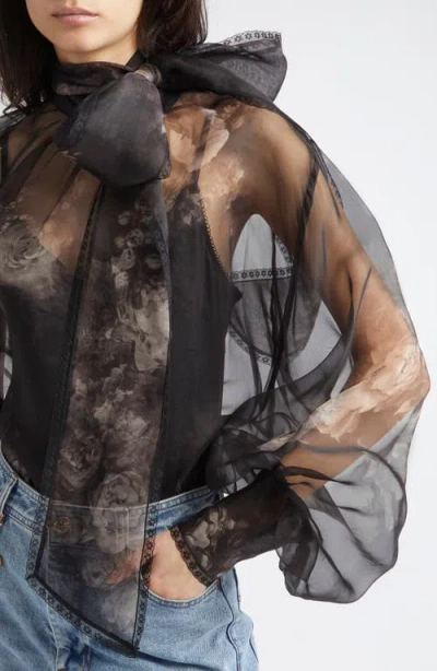 Zimmermann Blusa Hypnotic In Organza Stampata Donna In Black