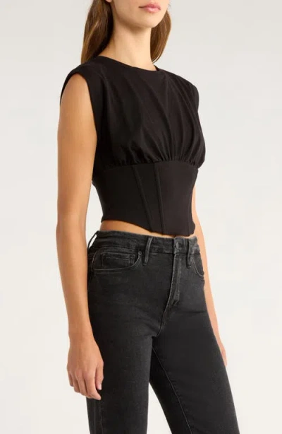 Good American Women's Sleeveless Corset Top, Regular & Plus Size In Black