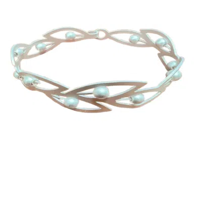 Saachi Men's Beaded Botanical Hook Silver Bracelet In Metallic