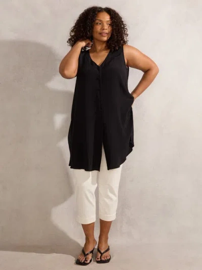 Live Unlimited Split Front Tunic In Black