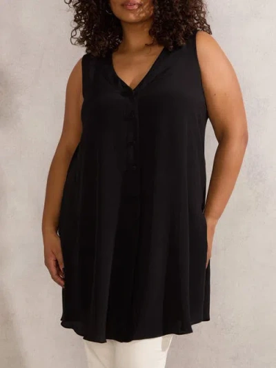 Live Unlimited Split Front Tunic In Black