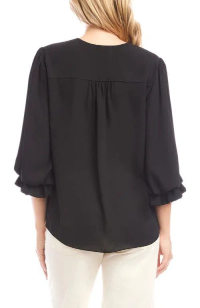 Karen Kane Layered Sleeve Asymmetric Top In Black In Black
