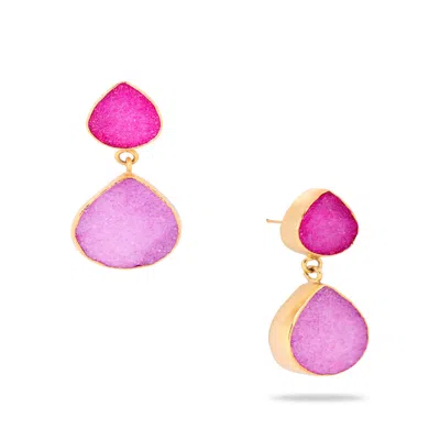 Saachi Women's Purple Druzy Pear Dangle Plum Earrings In Pink