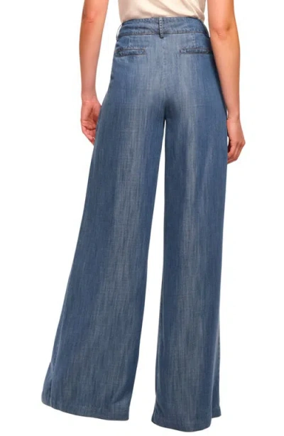 Ramy Brook Chambray Pleated Chambray Wide-leg Trousers In Blue