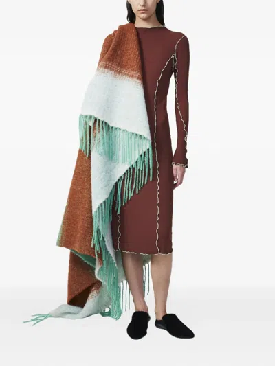 Rodebjer Beau Fringed Scarf In Green
