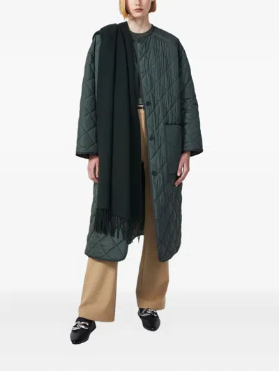 Rodebjer Wega Fringed Wool Scarf In Black