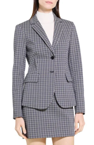 Theory Carissa Plaid Blazer In Blue