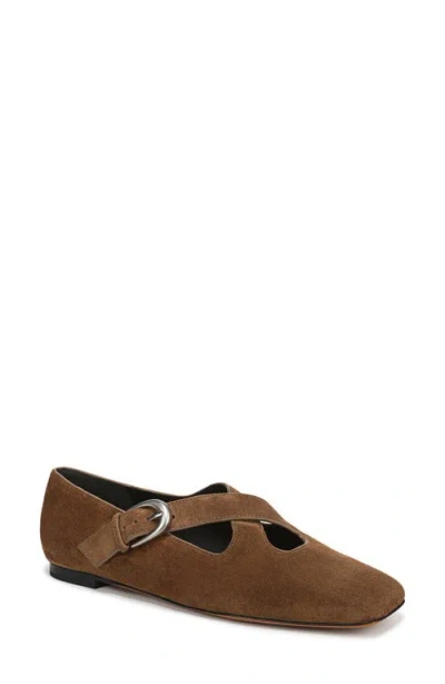 Vince Cici Suede Crisscross Ballerina Flats In Brown