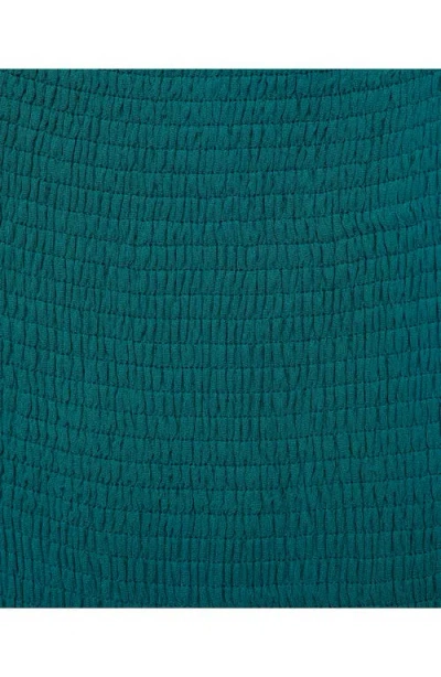 Mango Asymmetric Smocked One-shoulder Midi Dress In Green