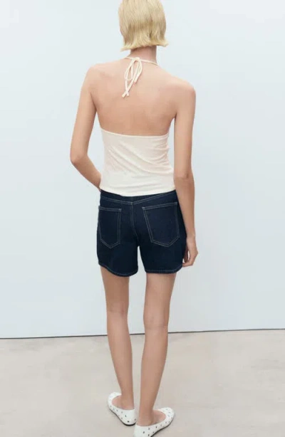 Mango Cotton Embellished Halter Top In Pink