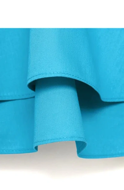 Mango Strapless Ruffle Top In Blue