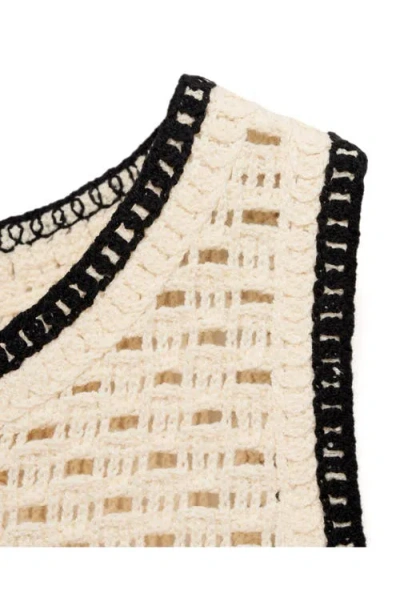 Mango Crochet Top With Floral Finishes Ecru In White