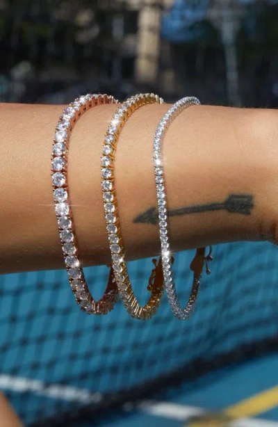 Aurate New York Lab Grown White Sapphire Tennis Bracelet In Metallic