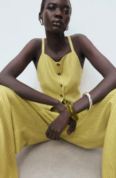 Mango High Neck Waistcoat Co-ord In Yellow