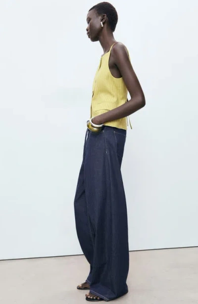 Mango High Neck Waistcoat Co-ord In Yellow