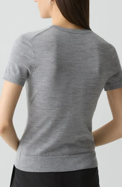 Theory Short-sleeve Sweater In Regal Wool In Gray