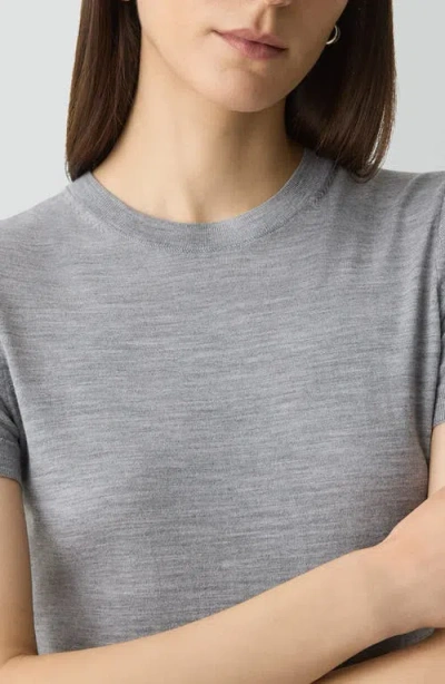 Theory Short-sleeve Sweater In Regal Wool In Gray