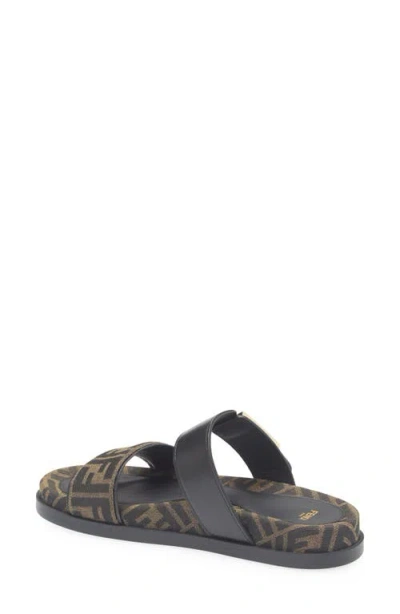 Fendi Leather Sandals With Double Strap And Buckle In Black