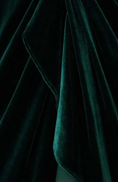 Aidan Mattox By Adrianna Papell Twisted Ruffle Long Sleeve Stretch Velvet Gown In Green