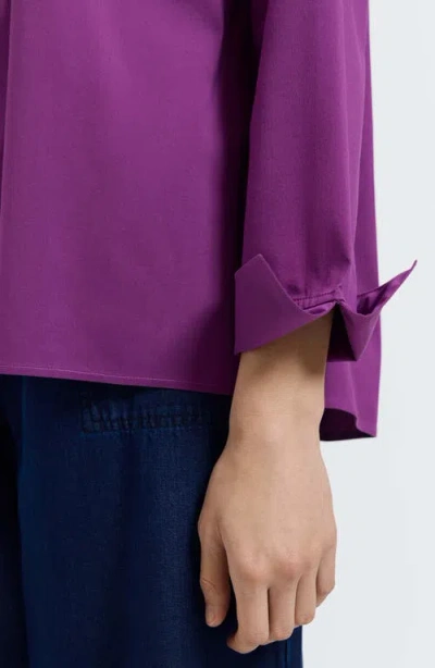 Foxcroft Agnes Split Cuff Popover Blouse In Purple